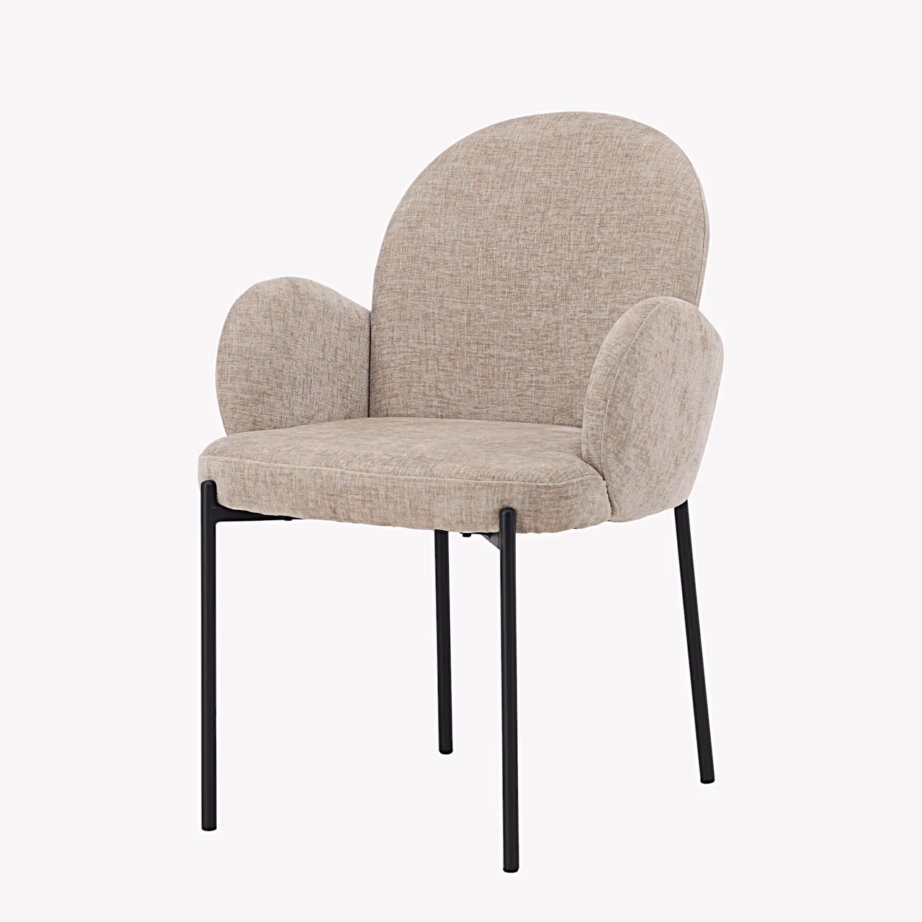 Beež söögitool käetugedega Blom, mustad metalljalad, 62337-102 – 3