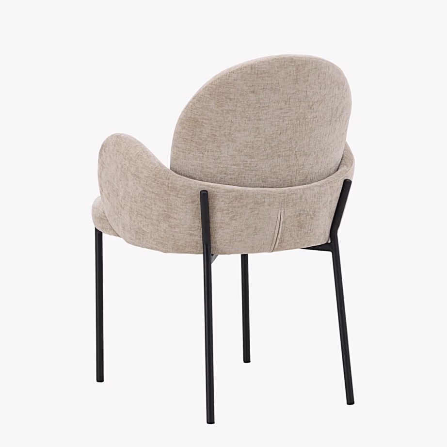 Beež söögitool käetugedega Blom, mustad metalljalad, 62337-102 – 7