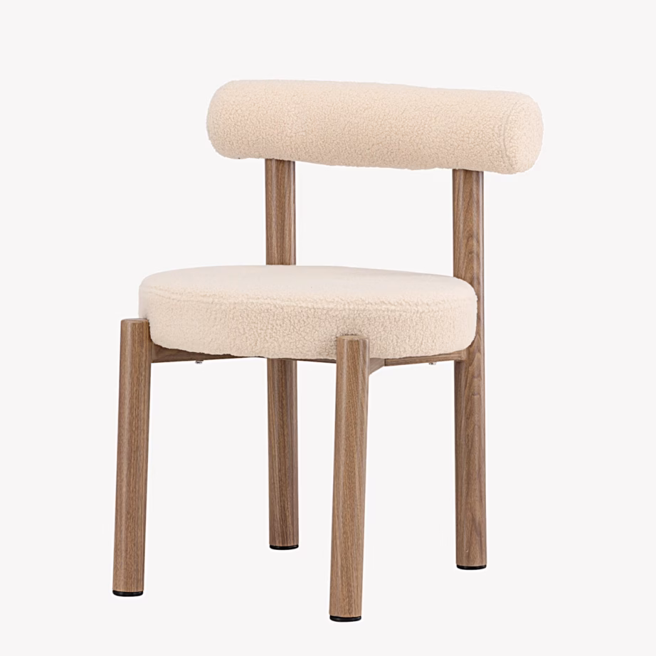 Tillo söögitool valge buklee ja puidumustriga terasjalad, 63360-222 – 2