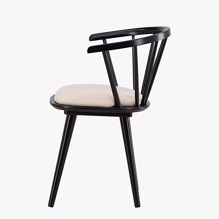 Söögitool Bobby mustast kummipuust, beeži istmepadja­ga, 63406-444 – 3