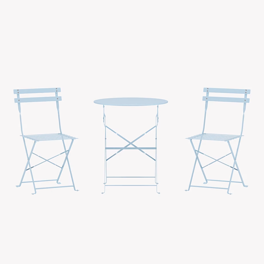 Hele sinine terasest bistrookomplekt Tao, laud ja 2 tooli, 9790-555