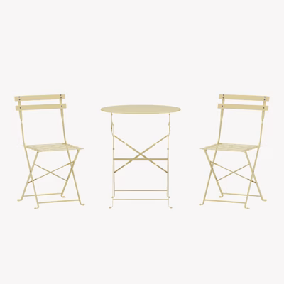 Helekollane terasest kokkupandav rõdu laua- ja toolikomplekt Tao - 9790-777