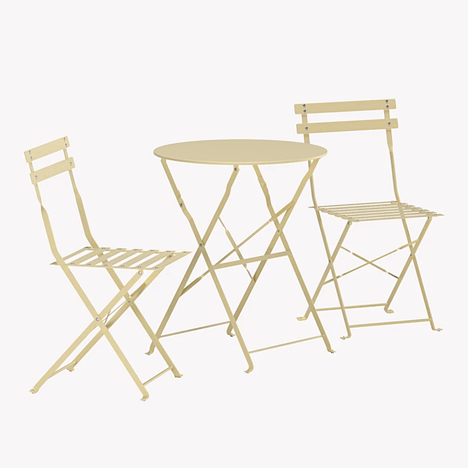 Helekollane terasest kokkupandav rõdu laua- ja toolikomplekt Tao, 9790-777 – 2