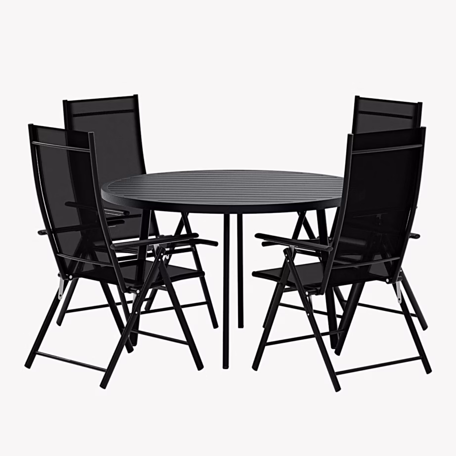 Ümmargune must aiasöögilaud Giardini 4 Levanzo tooliga, GR24918 – 2