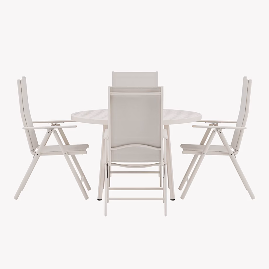 Beež alumiiniumist aiamööblikomplekt Giardini laud ja 4 Break reguleeritavat tooli, GR24929