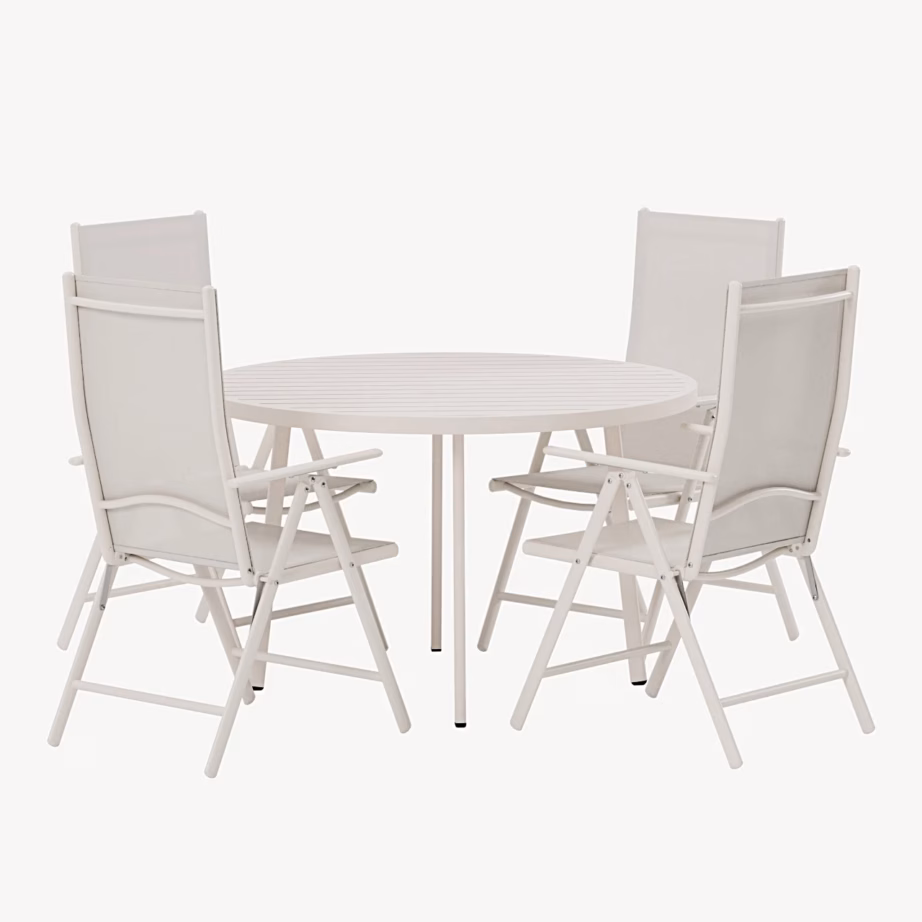 Beež alumiiniumist aiamööblikomplekt Giardini laud ja 4 Break reguleeritavat tooli, GR24929 – 2