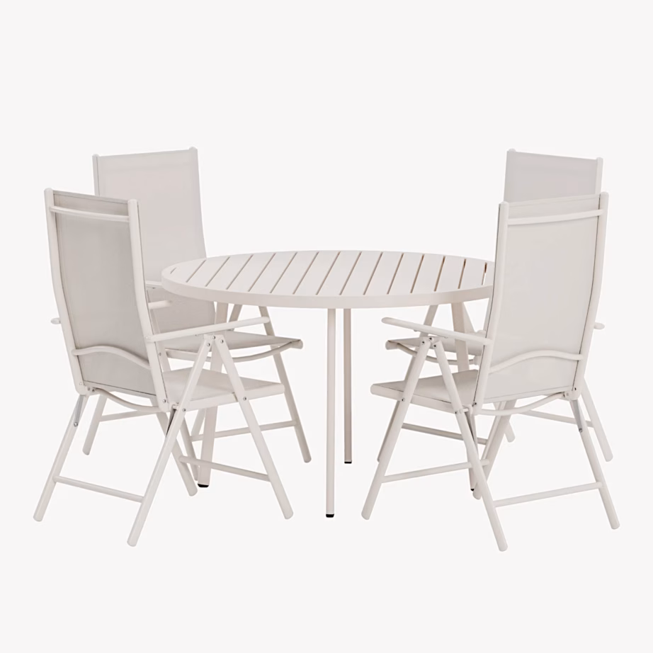 Beež alumiiniumist aiamööblikomplekt Giardini laud ja 4 Break reguleeritavat tooli, GR24929 – 3