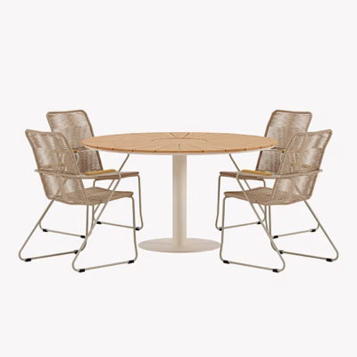 Croft ümmargune aiasöögilaud tiigipuuga ja 4 Bois tooli - GR24966