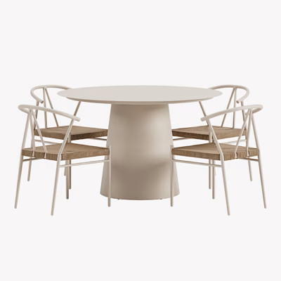 Beež aiamööbli söögikomplekt Lanzo laud ja 4 Alfons tooli - GR24979