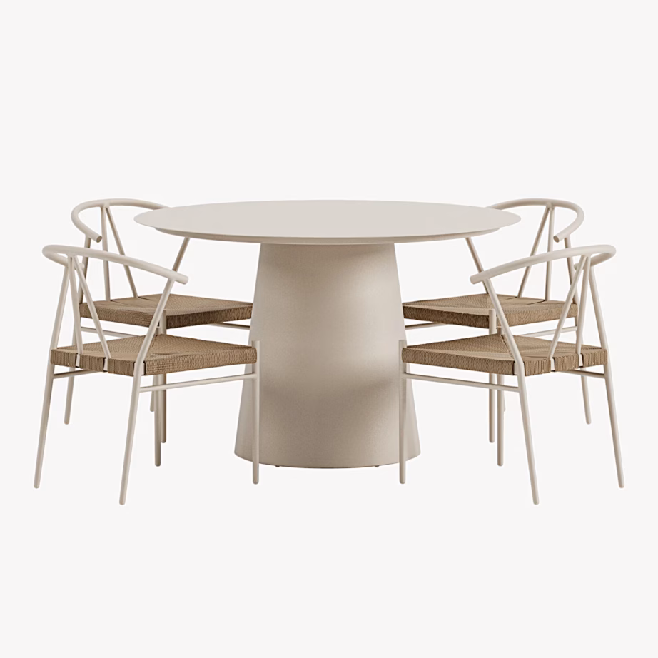 Beež aiamööbli söögikomplekt Lanzo laud ja 4 Alfons tooli, GR24979