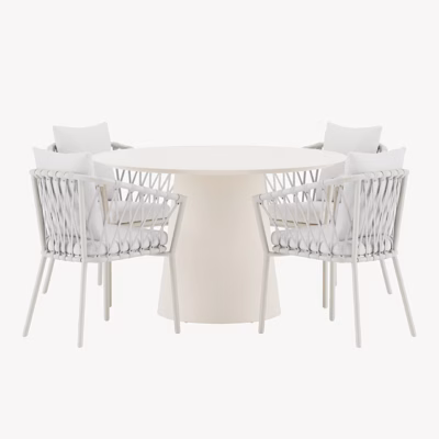 Lanzo ümar aiasöögikomplekt 4 Linos tooliga, beež - GR24980