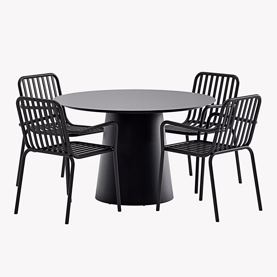 Lanzo ümmargune aiasöögilaud 120 cm koos 4 musta Peking tooliga, GR24983 – 2