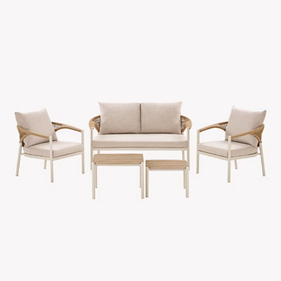 Aialounge’i istumiskomplekt tooli, diivani ja kahe lauaga Abela