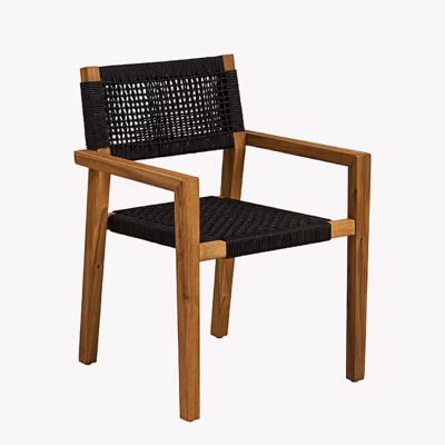 Akaatsiapuidust ja metallist söögitool Anzio, must/naturaalne