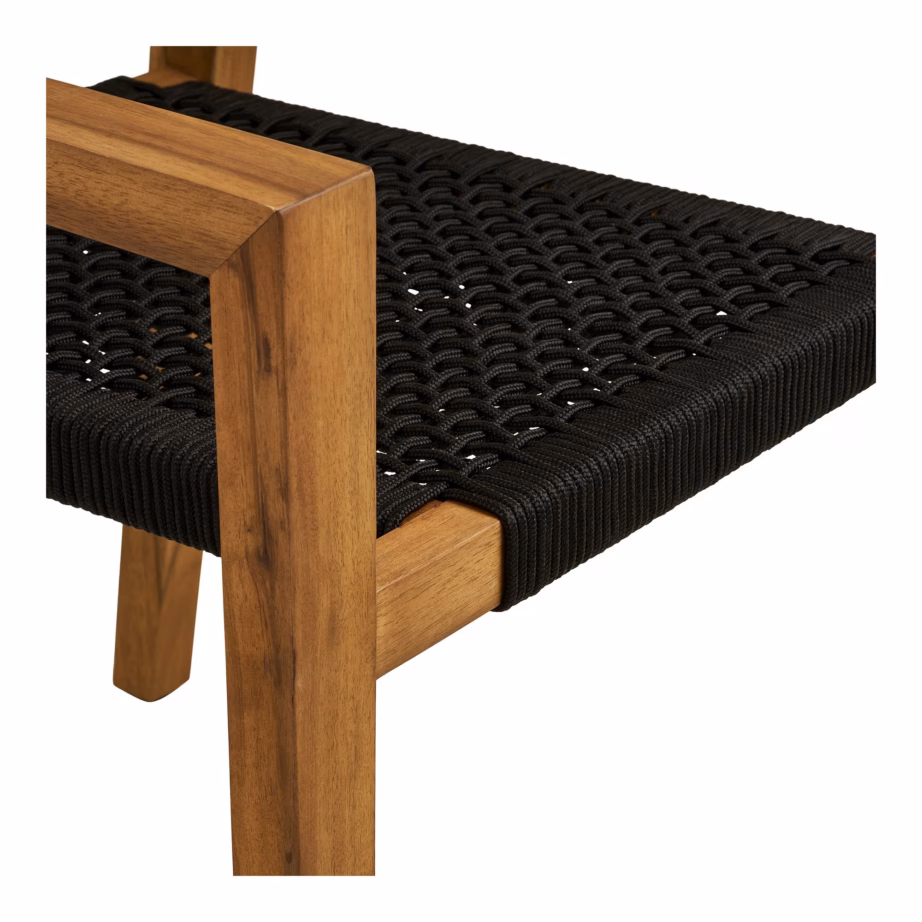 Akaatsiapuidust ja metallist söögitool Anzio, must/naturaalne – 6