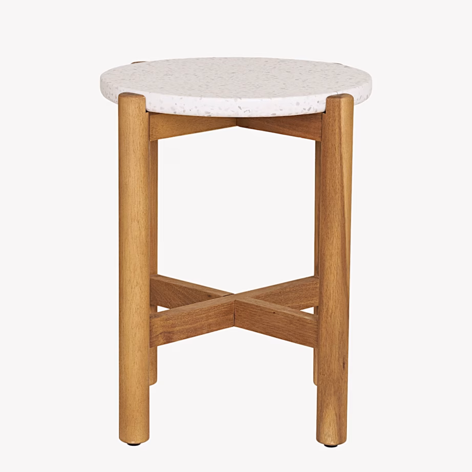 Akaatsiapuidust ja terrazzo abilauad Terracina, Ø37×48 cm, valge/naturaalne – 3