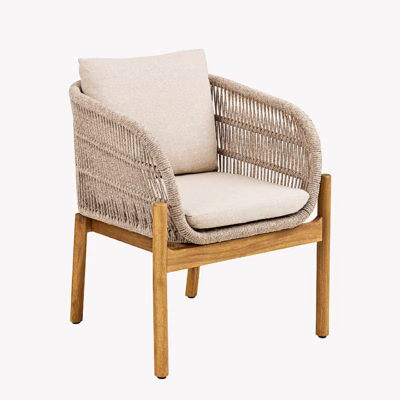 Akaatsiapuust söögitool Terracina beeži istmepadja ja terasraamiga