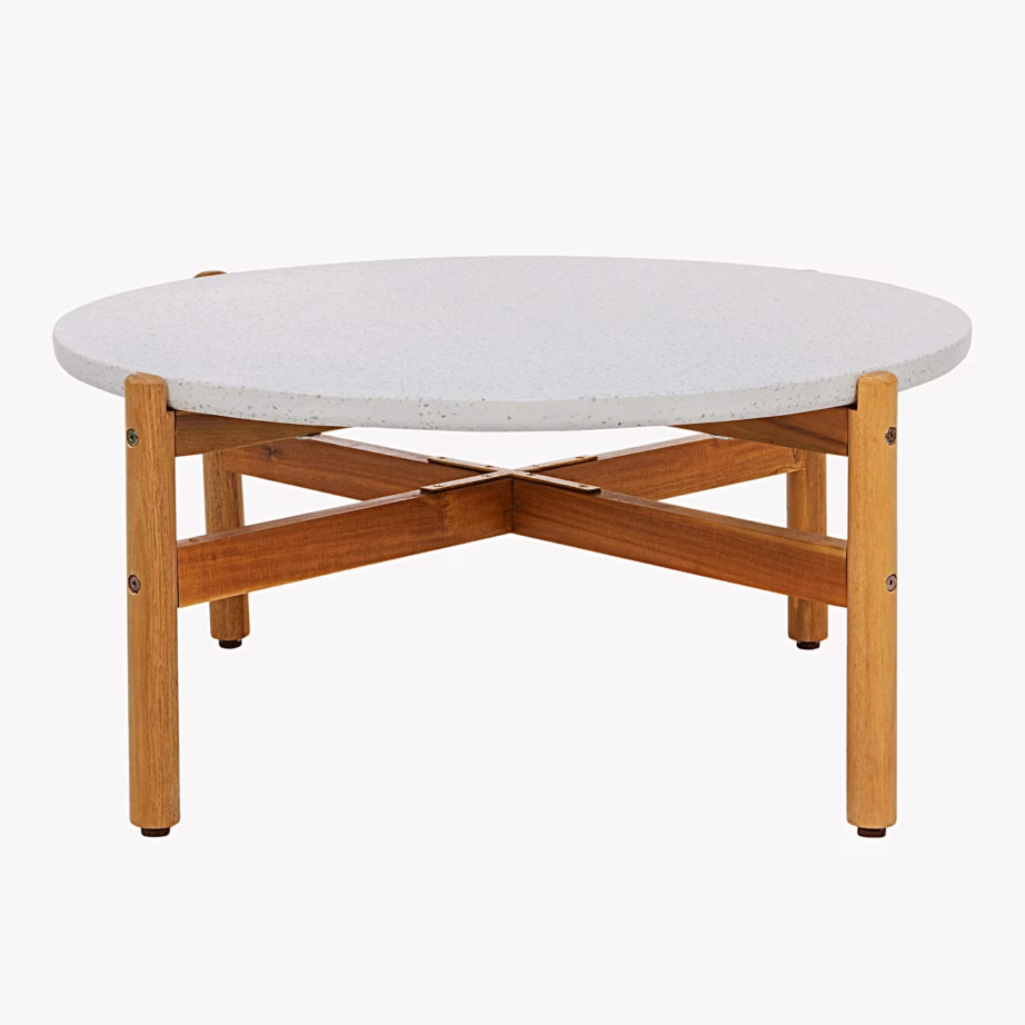 Akatsiapuidust ja terrazzo ümmargune kohvilaud Terracina, Ø84,5 x 38,5 cm – 3