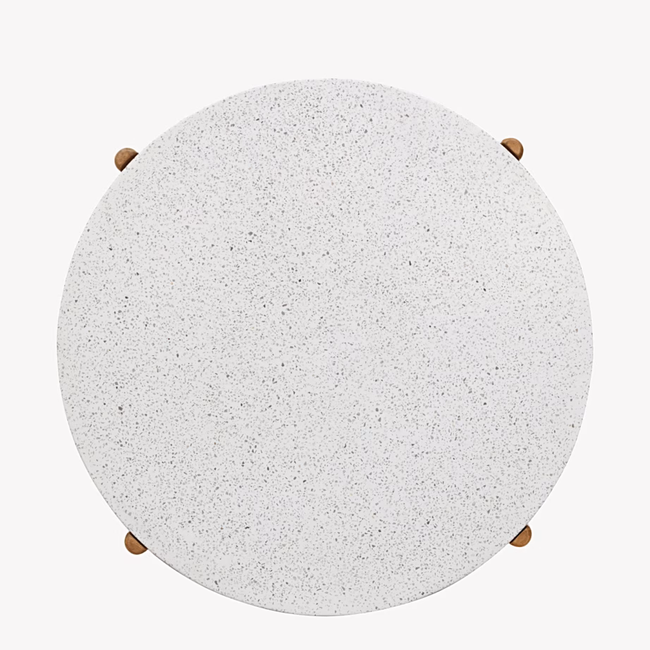 Akatsiapuidust ja terrazzo ümmargune kohvilaud Terracina, Ø84,5 x 38,5 cm – 5