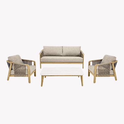 Alumiiniumist aia lounge‑komplekt patjadega Fargo, 3‑osaline