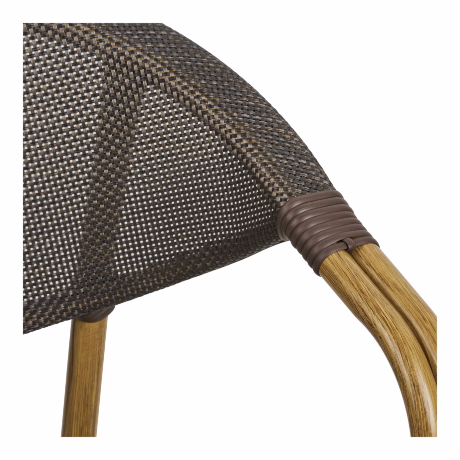 Alumiiniumist aiast söögitool, tumepruun textilene, bambuse välimusega raam Calda – 10