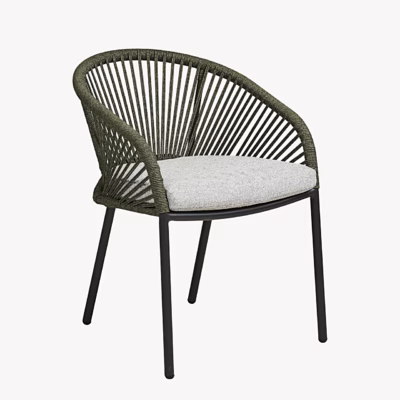 Alumiiniumist aiatool Novella hall-rohelise istmepadja ja seljatoega