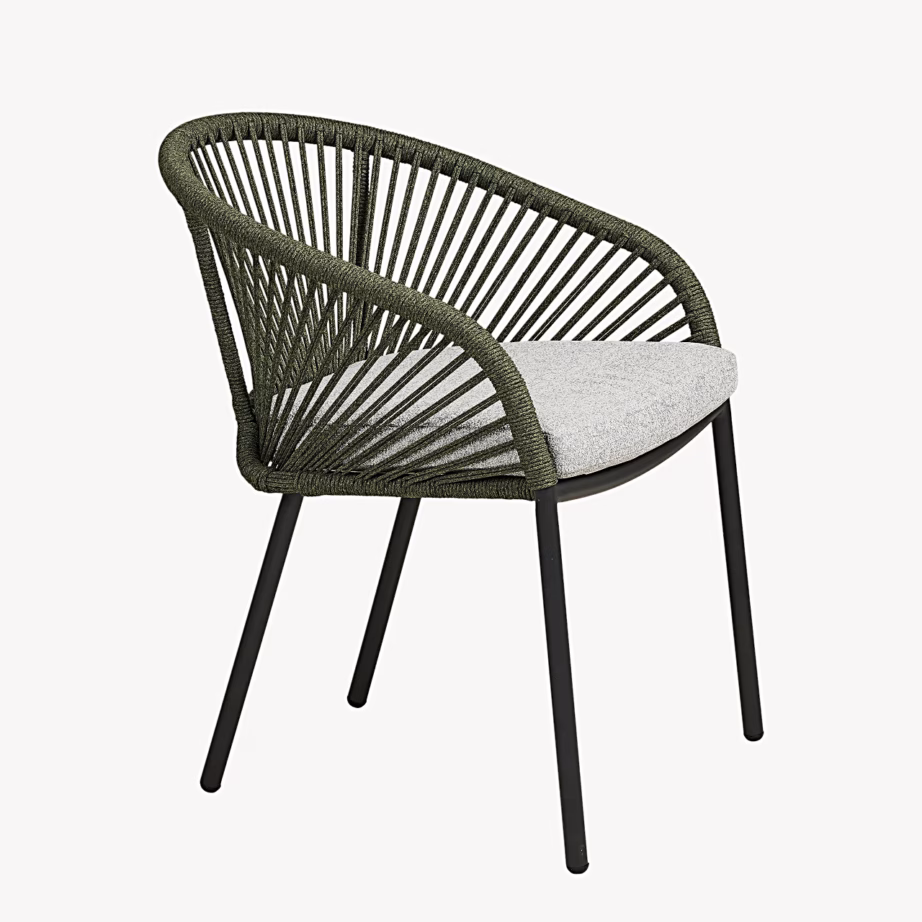 Alumiiniumist aiatool Novella hall-rohelise istmepadja ja seljatoega – 5