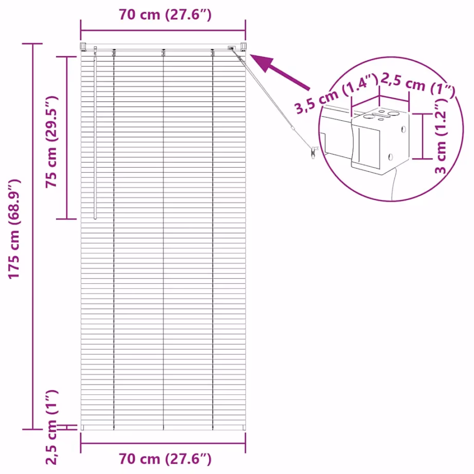 Alumiiniumist Veneetsia ruloo, hõbedane, 175 x 70 cm, valguse ja privaatsuse reguleerimine – 13