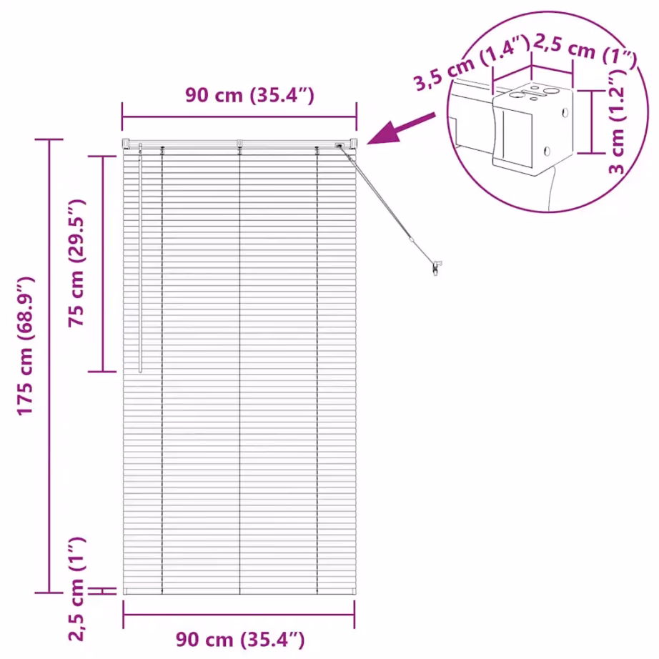Alumiiniumist Veneetsia ruloo, hõbedane, 175 x 90 cm – 13