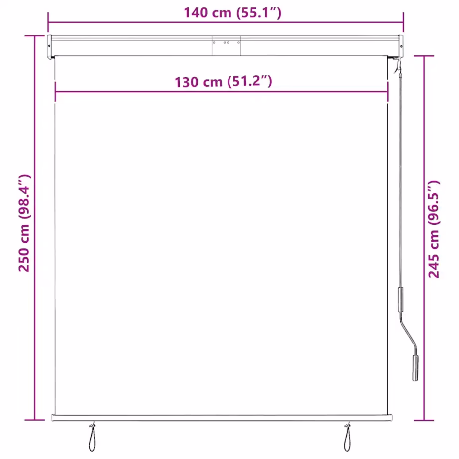 Käsivändaga väliruloo UV-kaitsega, antratsiithall, 140 x 250 cm – 10