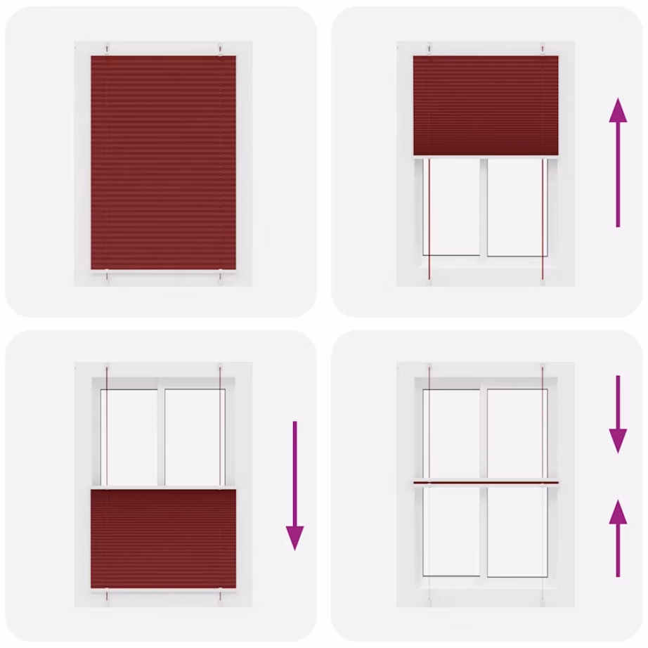 Plisseeritud ruloo privaatsuse ja päikesekaitsega, bordoopunane, 100 x 150 cm – 5