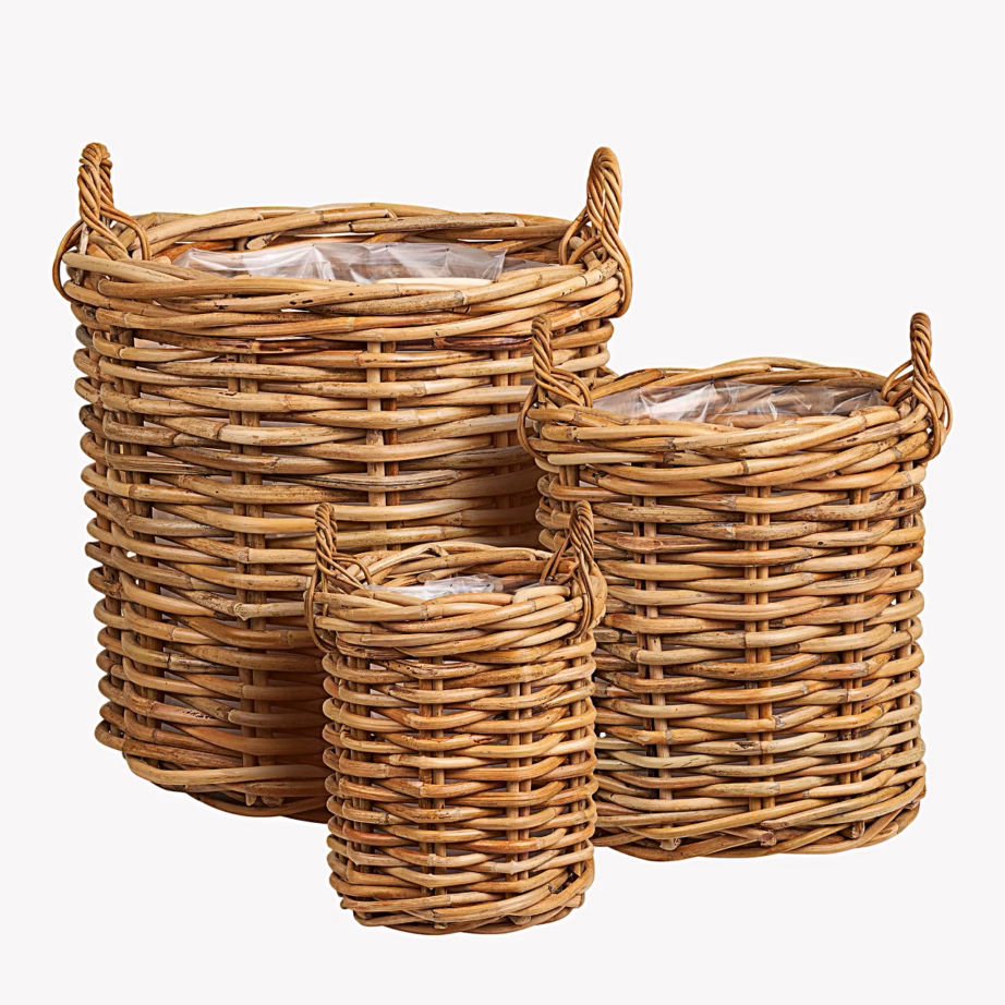 Burton naturaalne kubu-rattangust hoiukorvide komplekt, 3 tk – 3