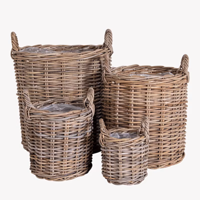 Caor rotangist hoiukorvide komplekt, naturaalne, 4 tk