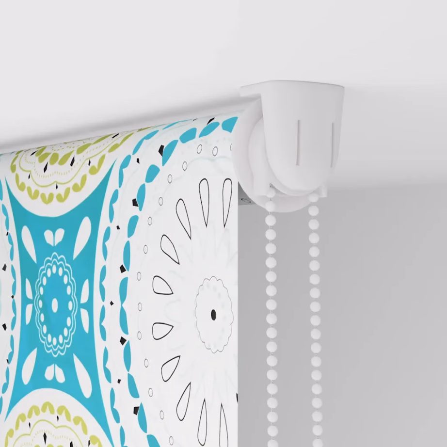 Veekindel duširull-ruloo ornamentmustriga, sinine PEVA, 100 x 240 cm – 10