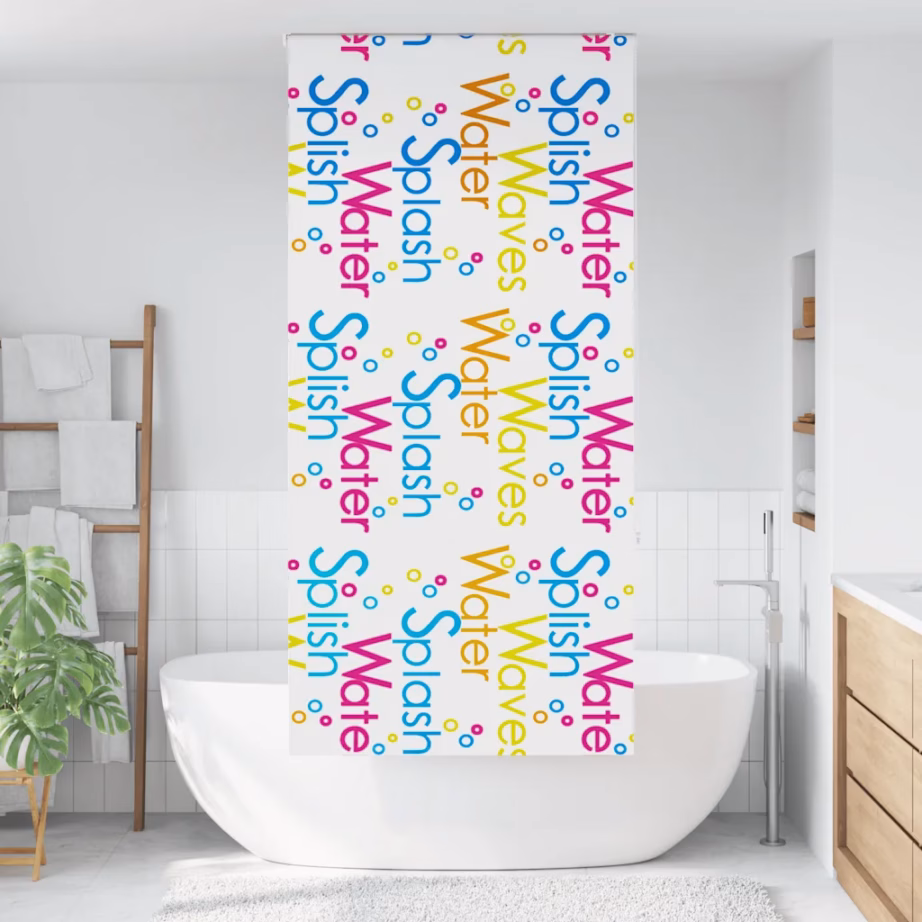 Duširull-ruloo Splash mustriga, veekindel PEVA, 110 x 240 cm – 2