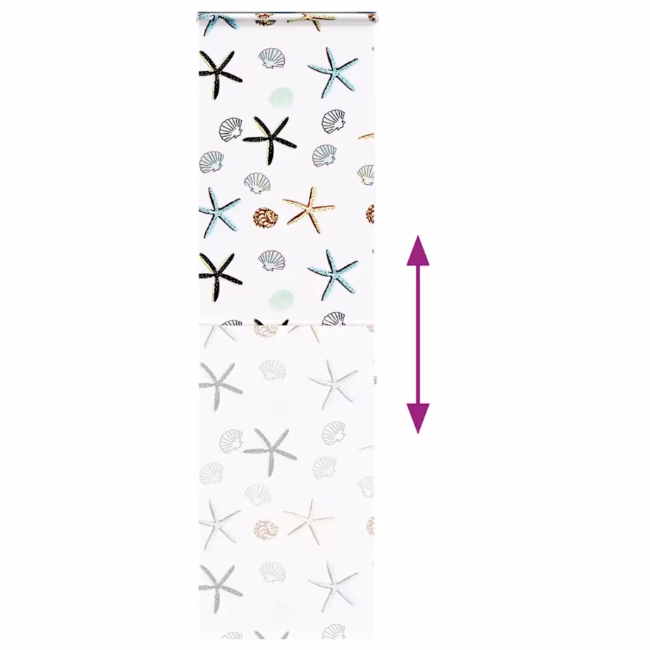 Kassetiga duširuloo meritähtede ja merekarpidega, PEVA, 60 x 240 cm – 5