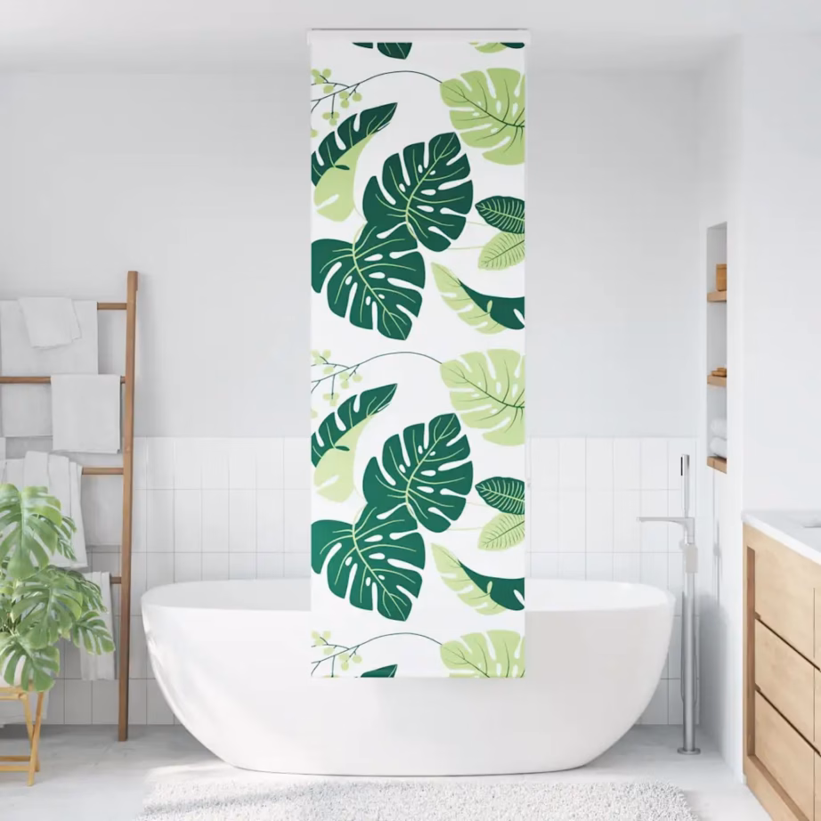 Duširuloo kassetiga, roheliste lehtede mustriga, PEVA, 60 x 240 cm, kanga laius 56 cm – 2