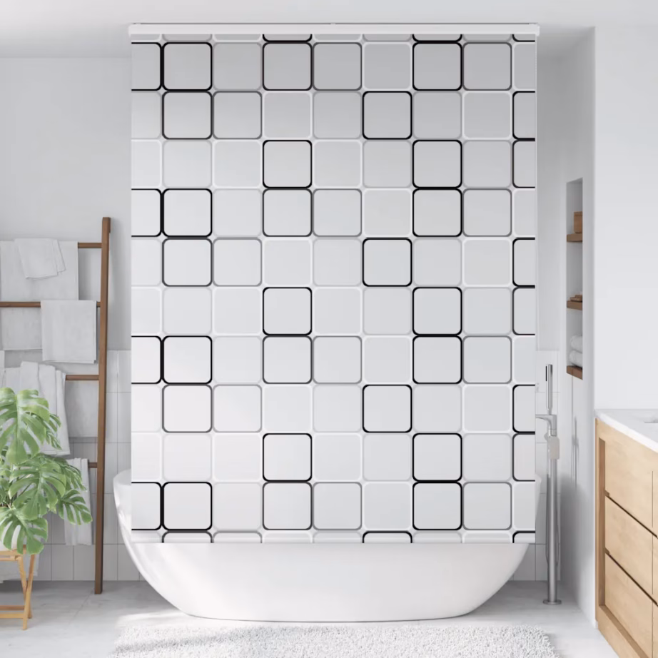Kassetiga duširuloo ruudumustriga, PEVA, 160 x 240 cm – 2