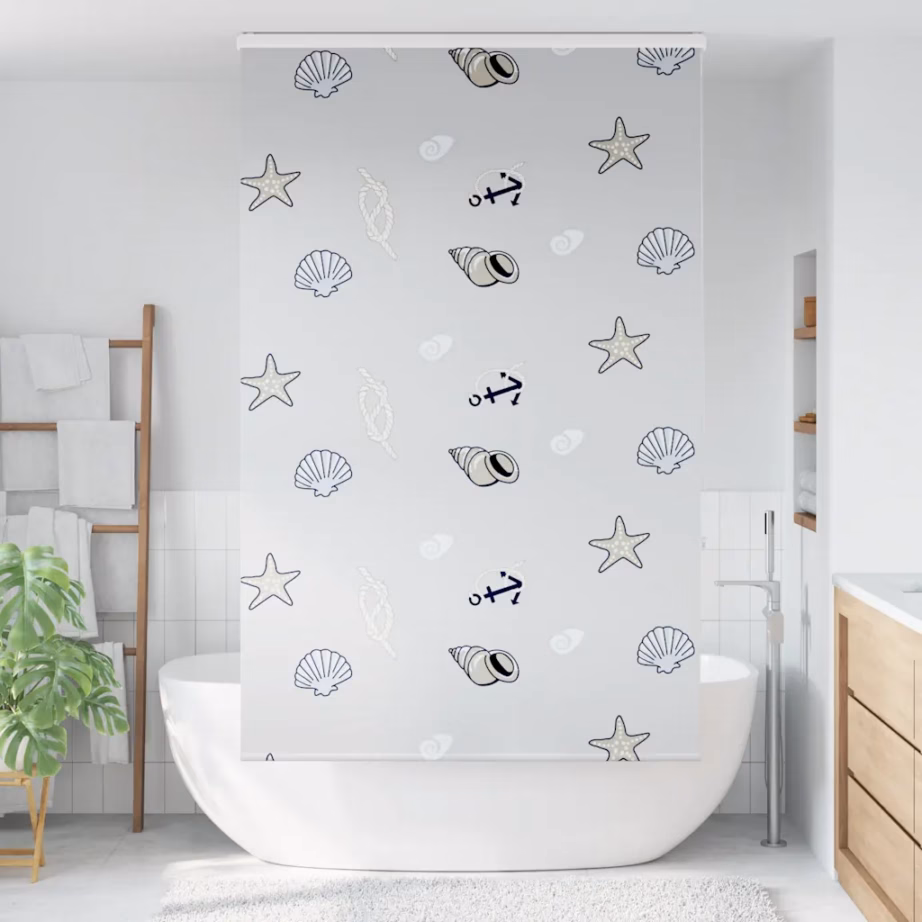 Veekindel duširuloo kassettmehhanismiga, meretähe mustriga, PEVA, 130 x 240 cm – 2