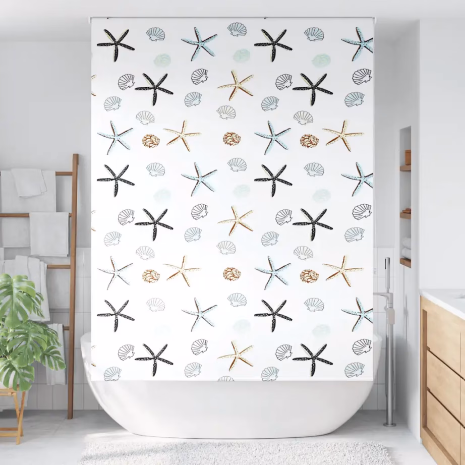 Veekindel duširuloo mereteemalise mustriga, PEVA, mitmevärviline, 150 x 240 cm – 2