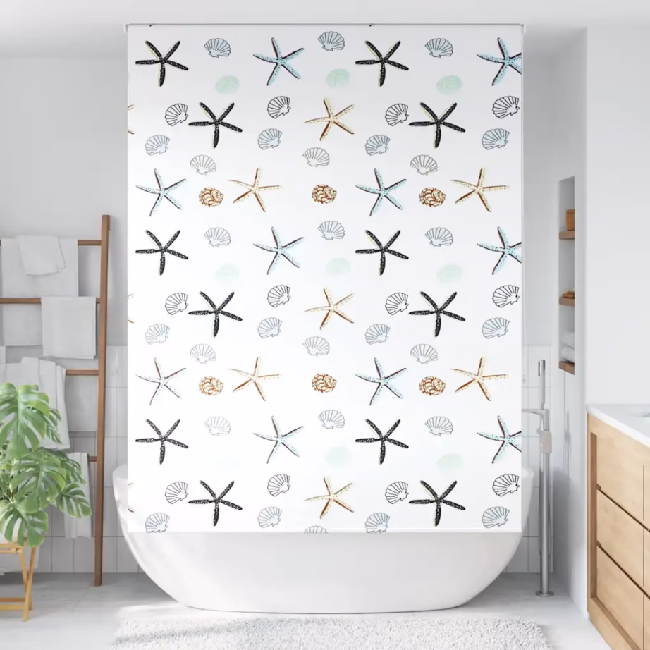 Veekindel duširuloo mereteemalise mustriga, PEVA, 160 x 240 cm – 2