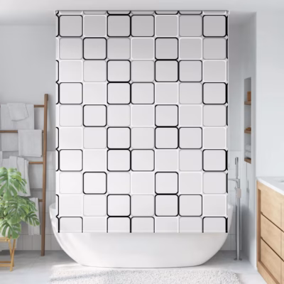 Veekindel duširuloo ruudulise mustriga, PEVA, 160 x 240 cm