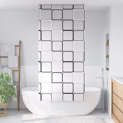 Duširuloo ruudumustriga, veekindel PEVA, 100 x 240 cm