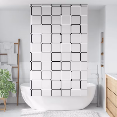 Duširuloo ruudumustriga, PEVA, 120 x 240 cm, kanga laius 116 cm
