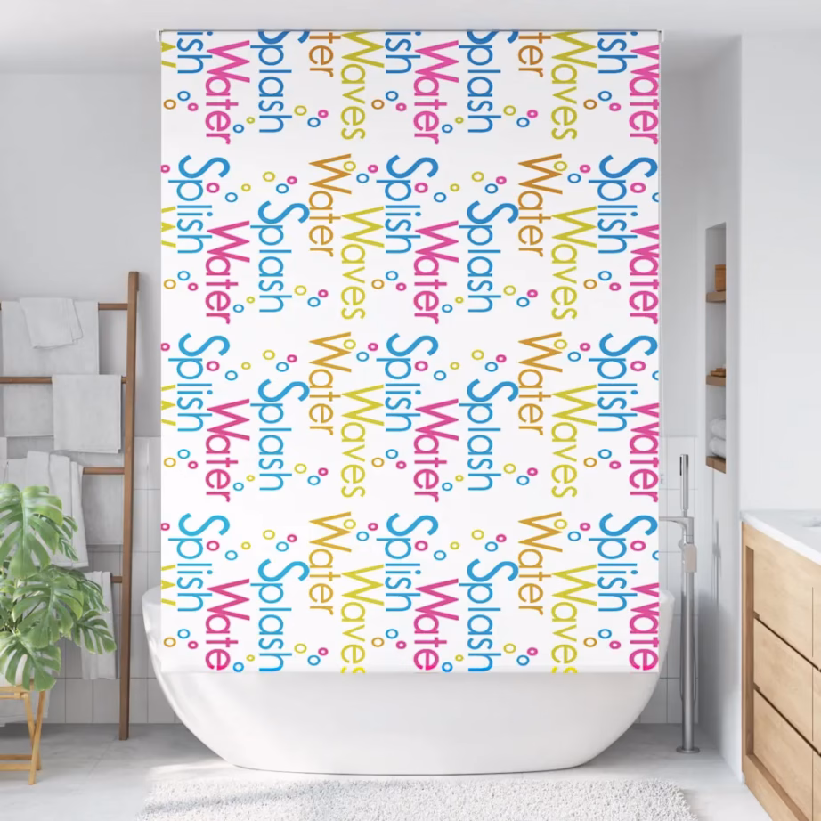 Duširuloo Splash mustriga, PEVA, alumiiniumsiiniga, 160 x 240 cm - 2