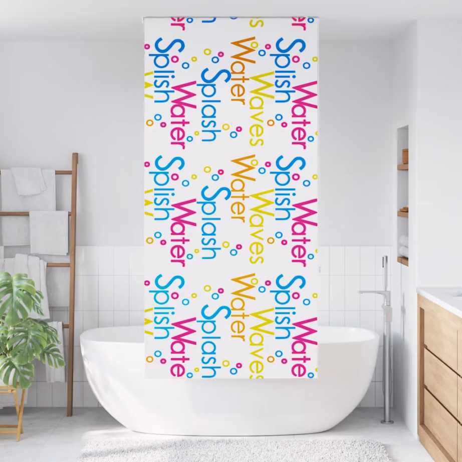 Mitme paigaldusviisiga duširuloo Splash mustriga, PEVA, 90 x 240 cm - 2