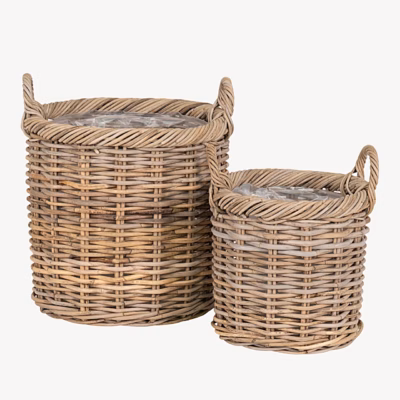 Gili punutud rotangkorvide komplekt, naturaalne, 2 tk