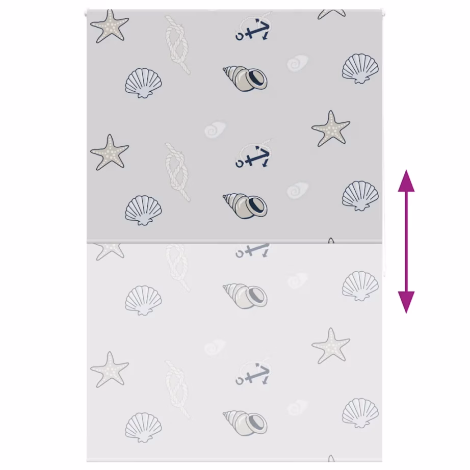 Veekindel duširull-ruloo meretähe mustriga, hall PEVA, alumiiniumsiin, ketiülekandega, 160 x 240 cm – 5