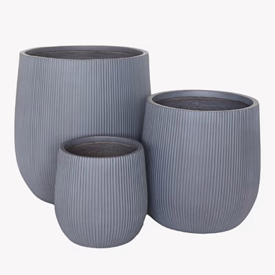 Hall fiiberkeraamiline lillepottide komplekt Denton, 3 tk