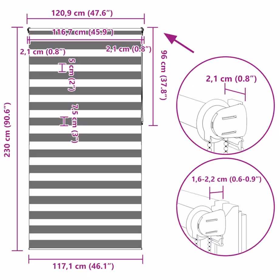 Hall sebraruloo kettmehhanismiga, 120 x 230 cm, polüester – 13